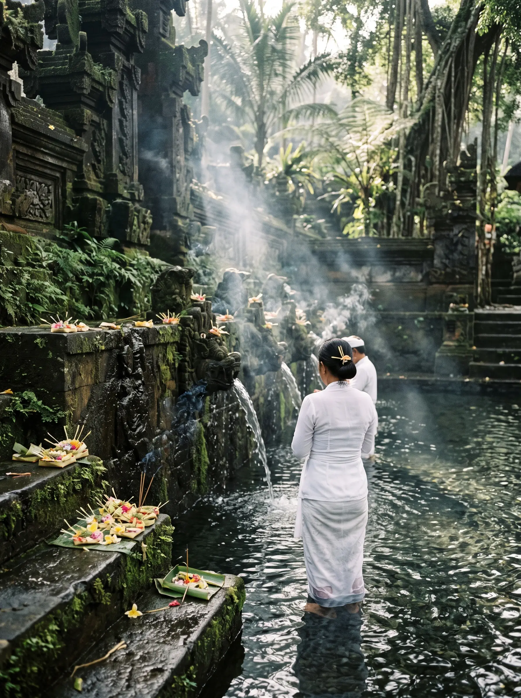 Očistná ceremonie v chrámu Tirta Empul
