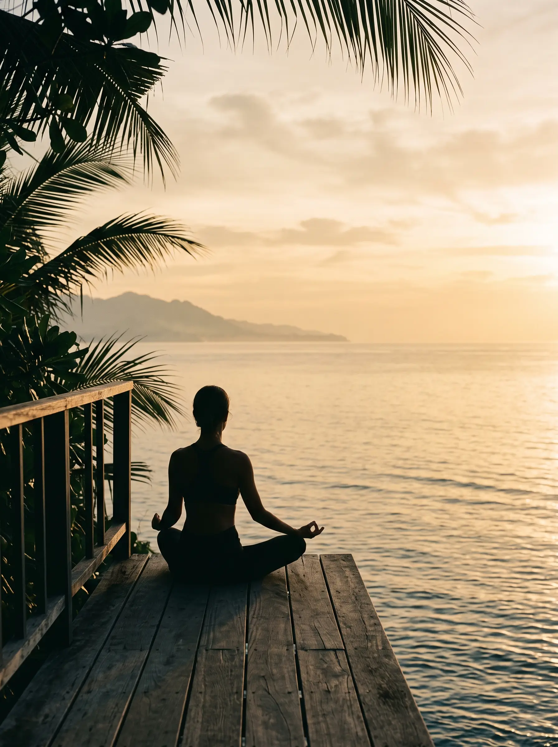Ranní meditace u oceánu